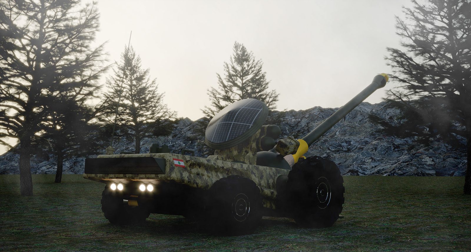 The E-Crawler, an unmanned tracked vehicle, in a field